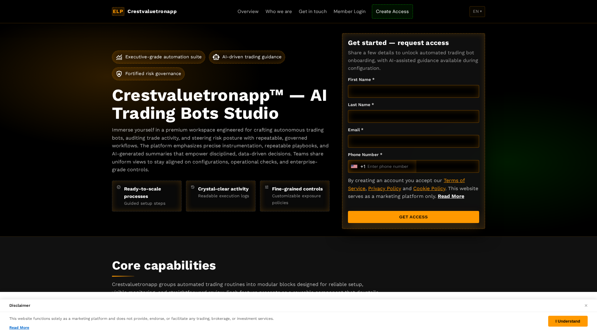 Screenshot of crestvaluetronapp.digital