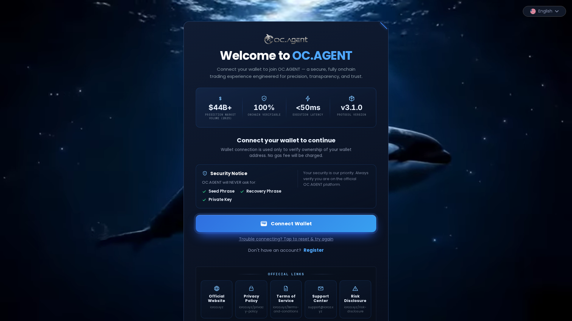 Screenshot of dapp.ocagent.io