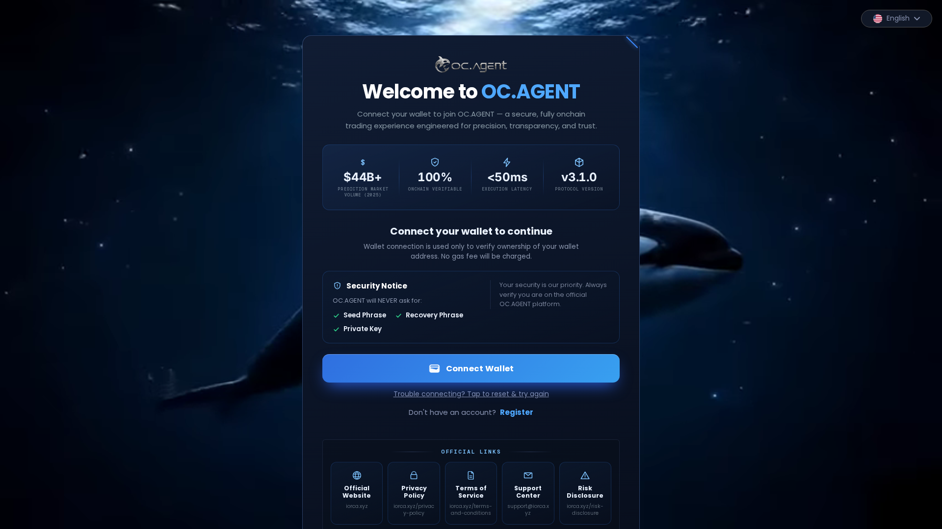Screenshot of dapp.ocagent.one