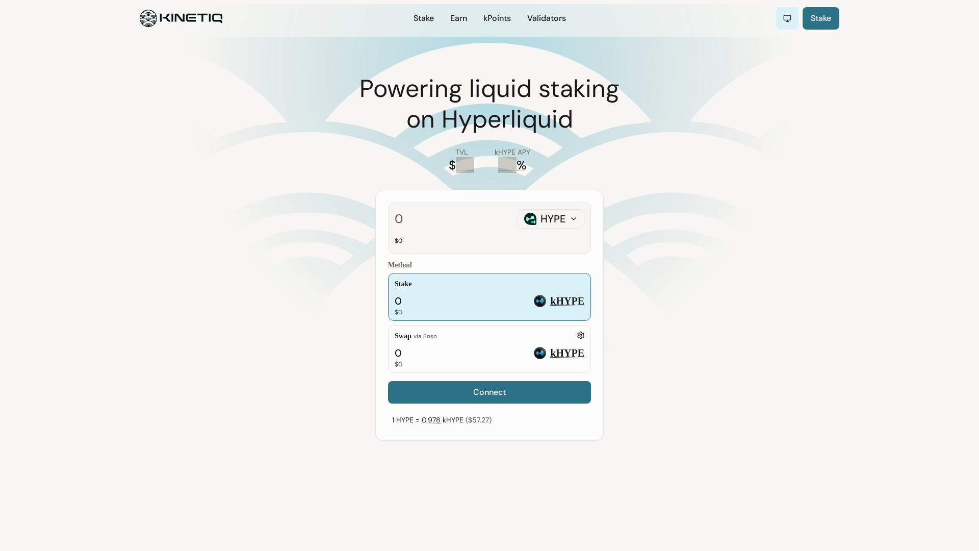 Screenshot of kinetiq.exchange