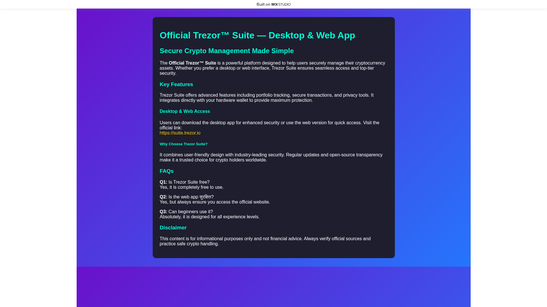 Screenshot of tresuithome.wixstudio.com