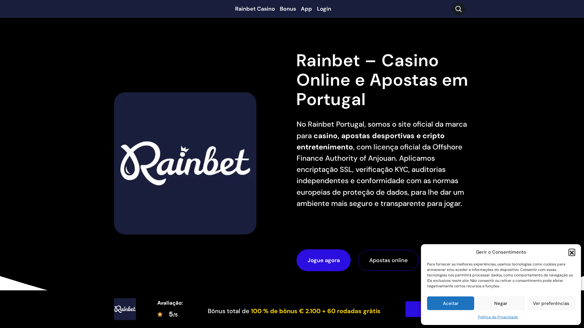 Screenshot of rainbet-portugal.com
