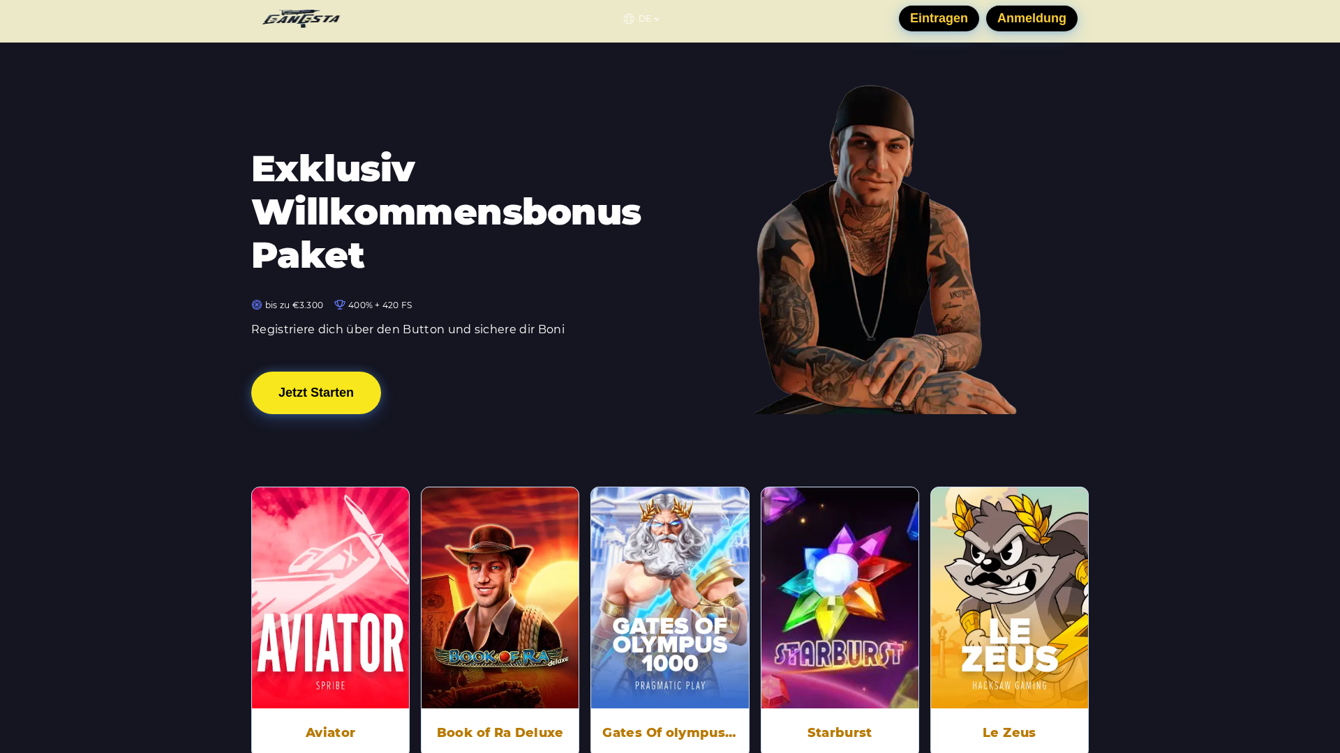Screenshot of gangstacasino-online.com