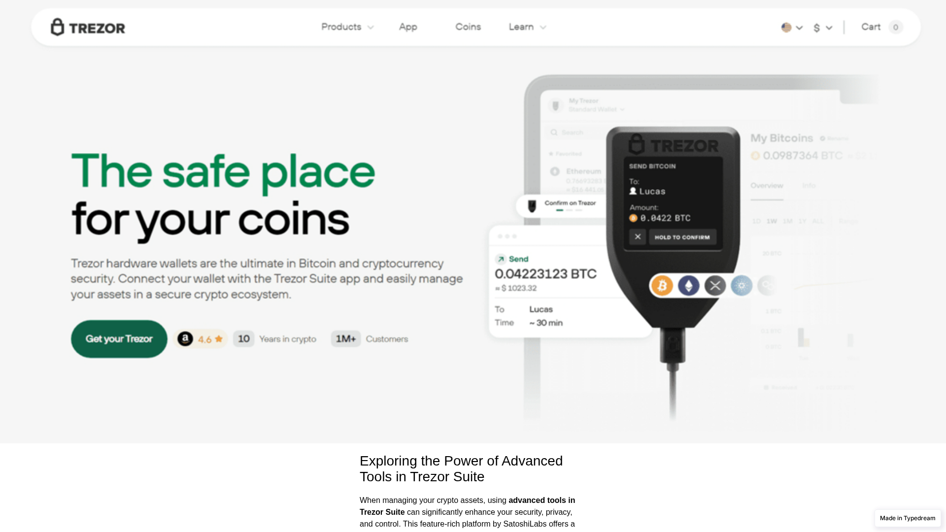 Screenshot of faq-public-trezro-us.typedream.app