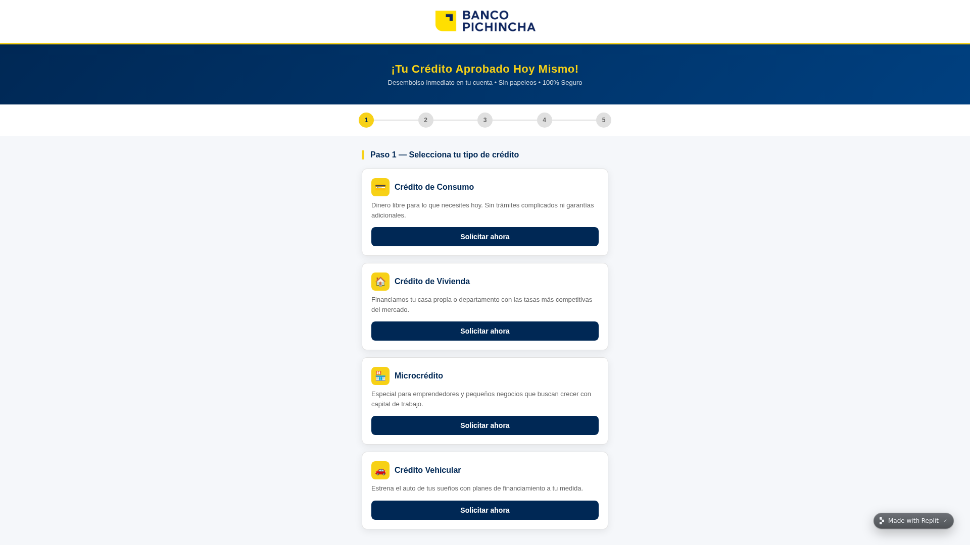 Screenshot of creditopichincha--micreditoseguro.replit.app