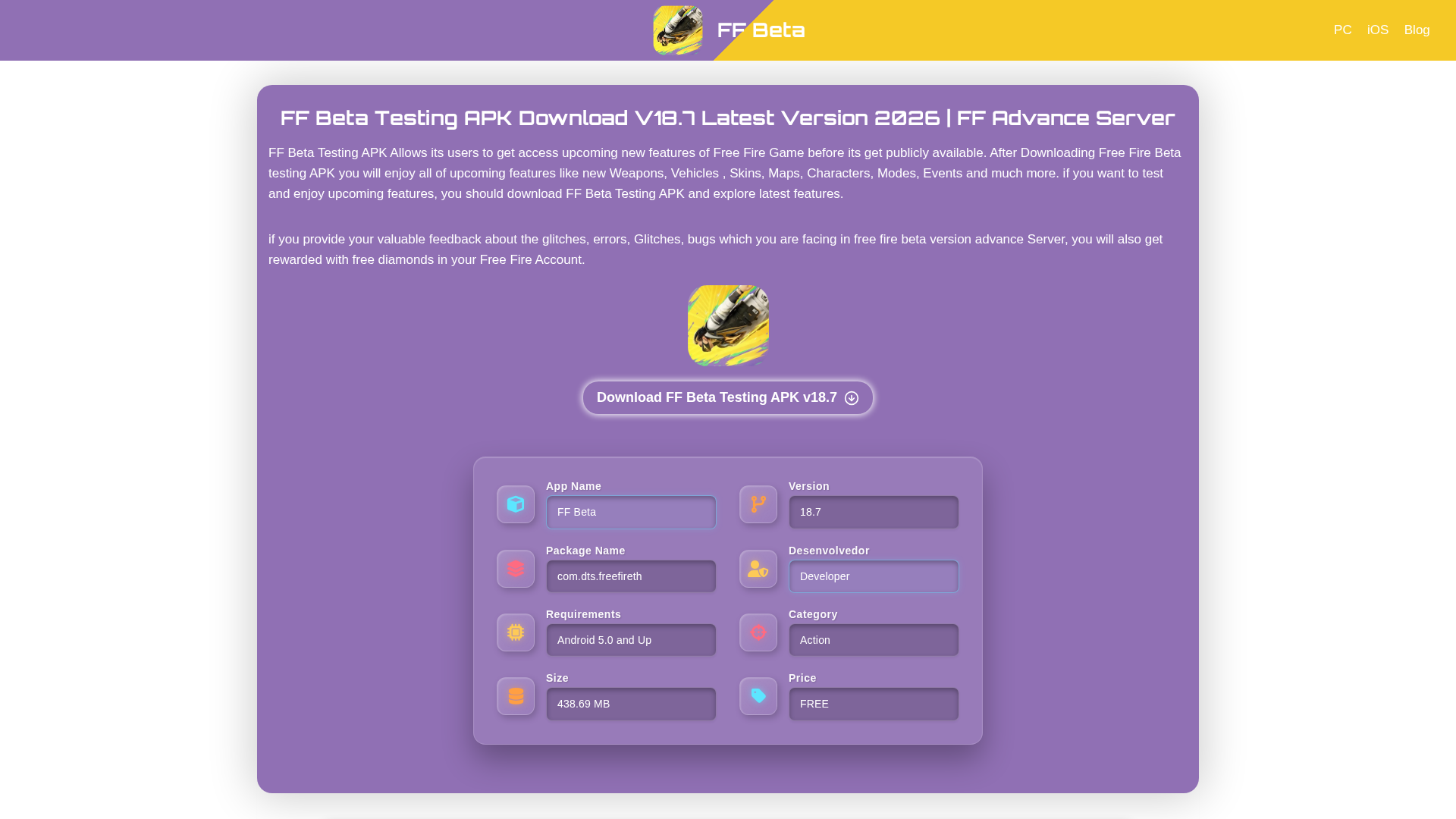 Screenshot of ffbeta.games