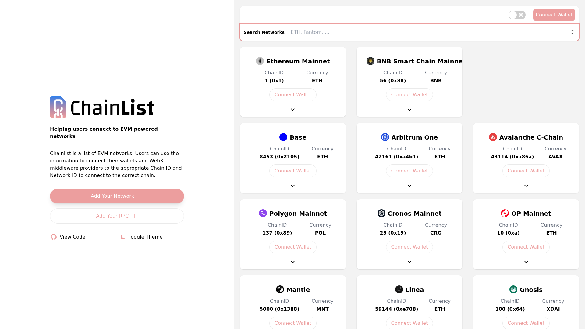 Screenshot of chainnetlist.vercel.app