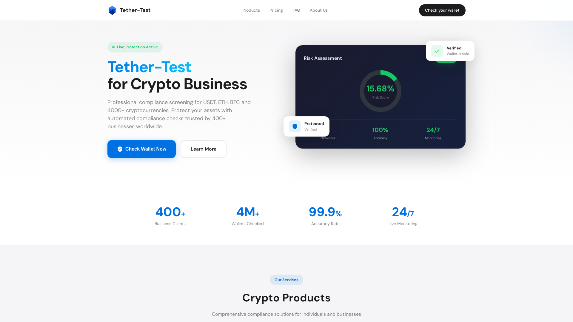 Screenshot of tether-test.com