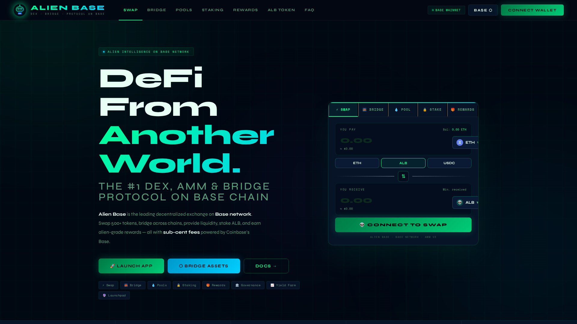 Screenshot of dex-alienbase.com