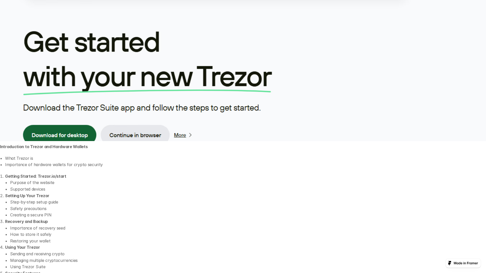 Screenshot of strt-trezrio.framer.ai