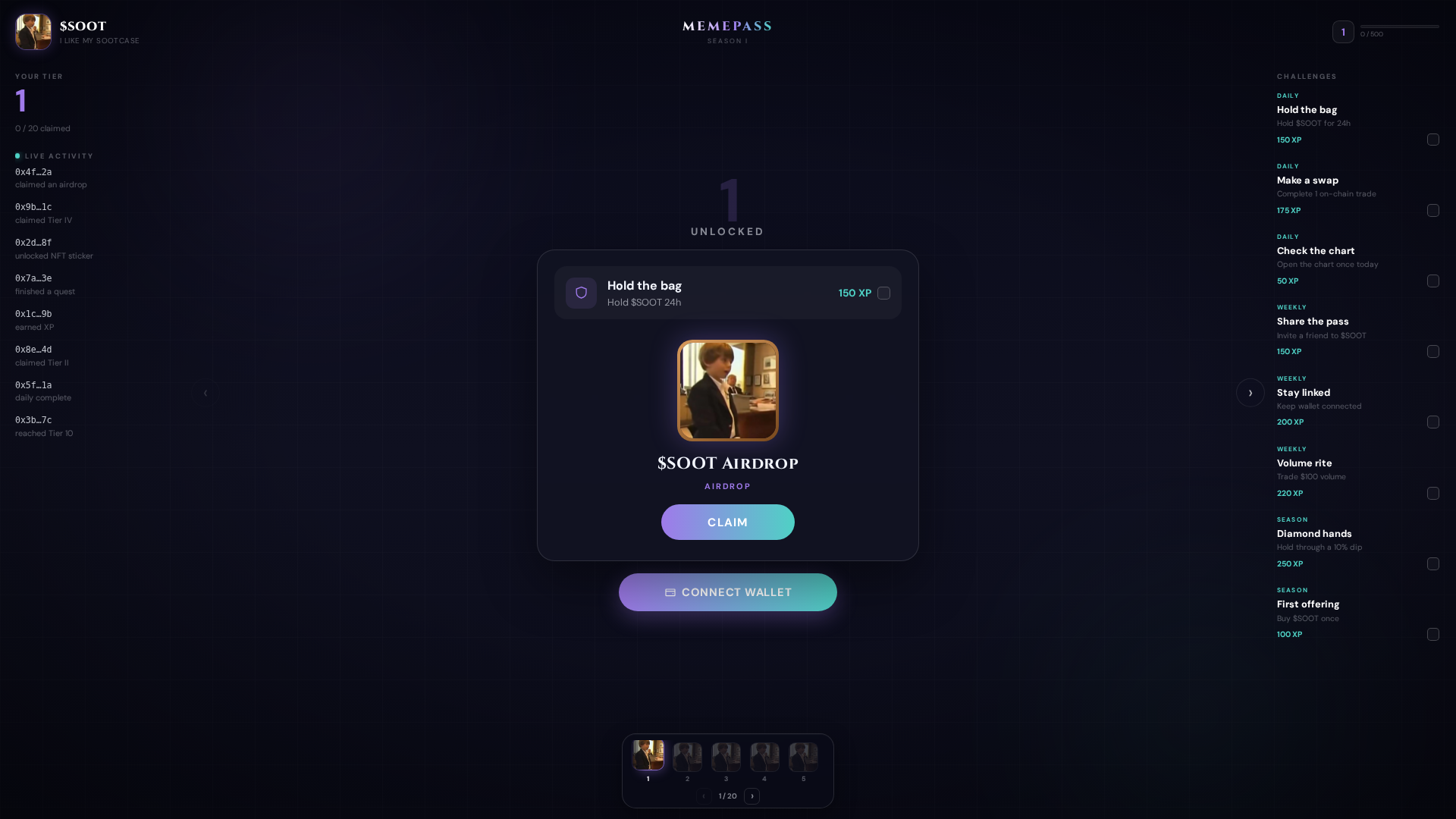 Screenshot of scoot.meme-pass.io