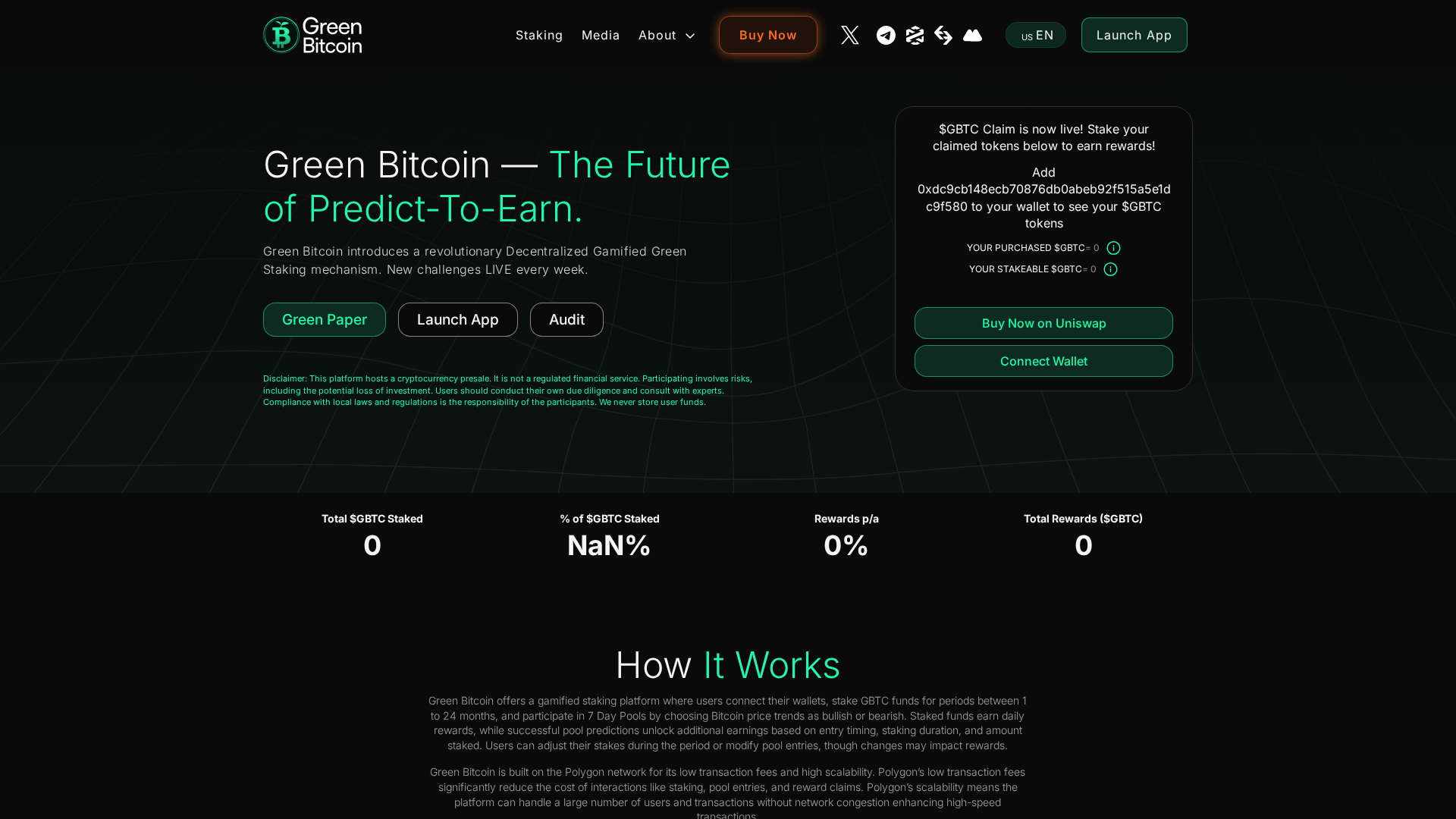 Screenshot of greenbitcoin.xyz