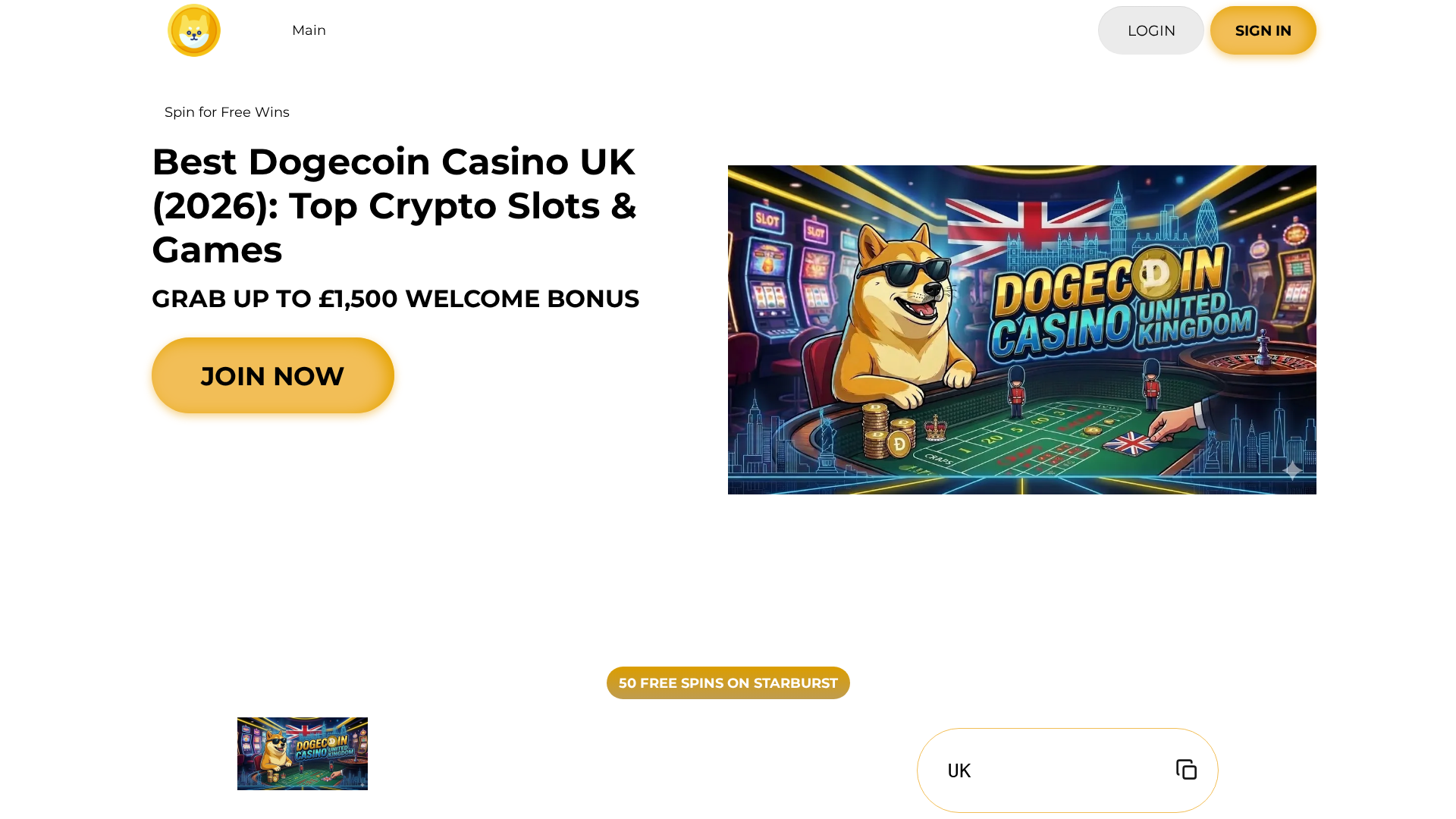 Screenshot of dogecoin-casino.uk