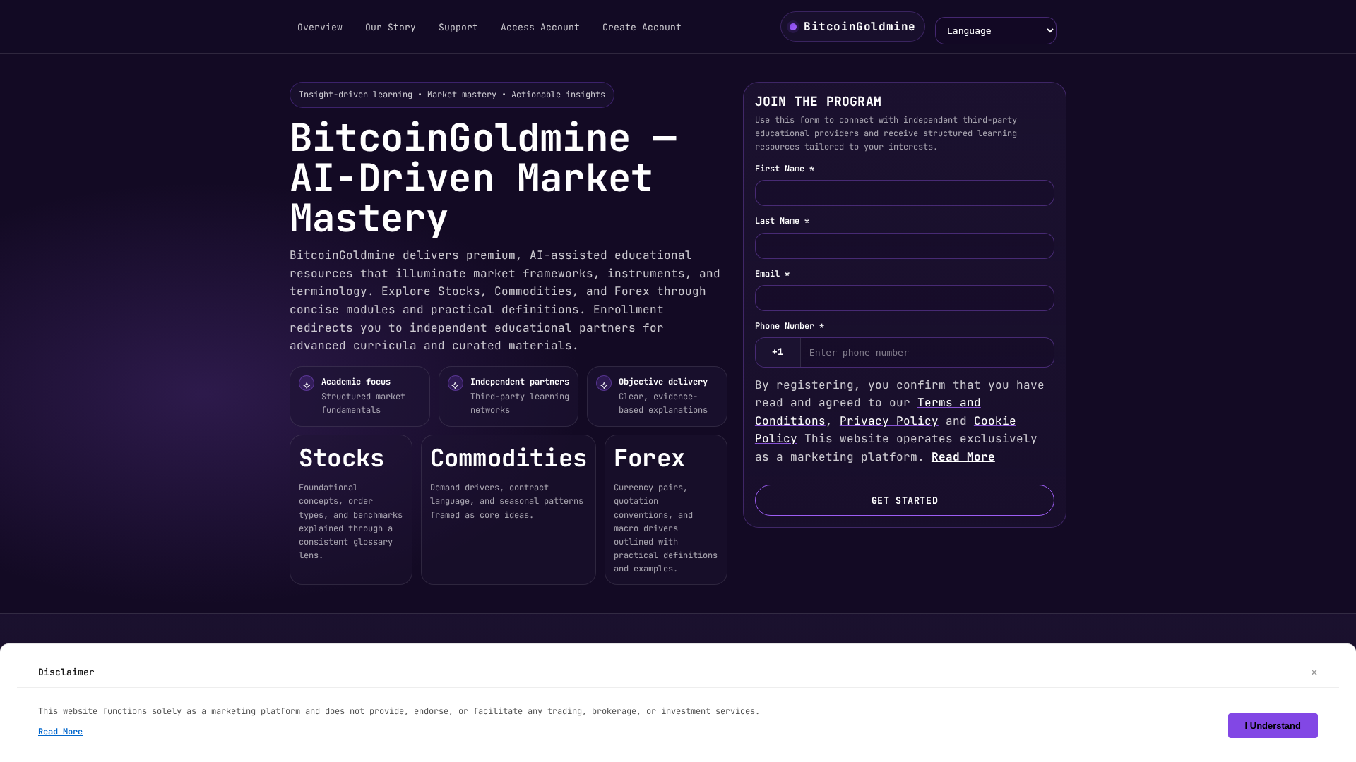 Screenshot of bitcoingoldmine.digital