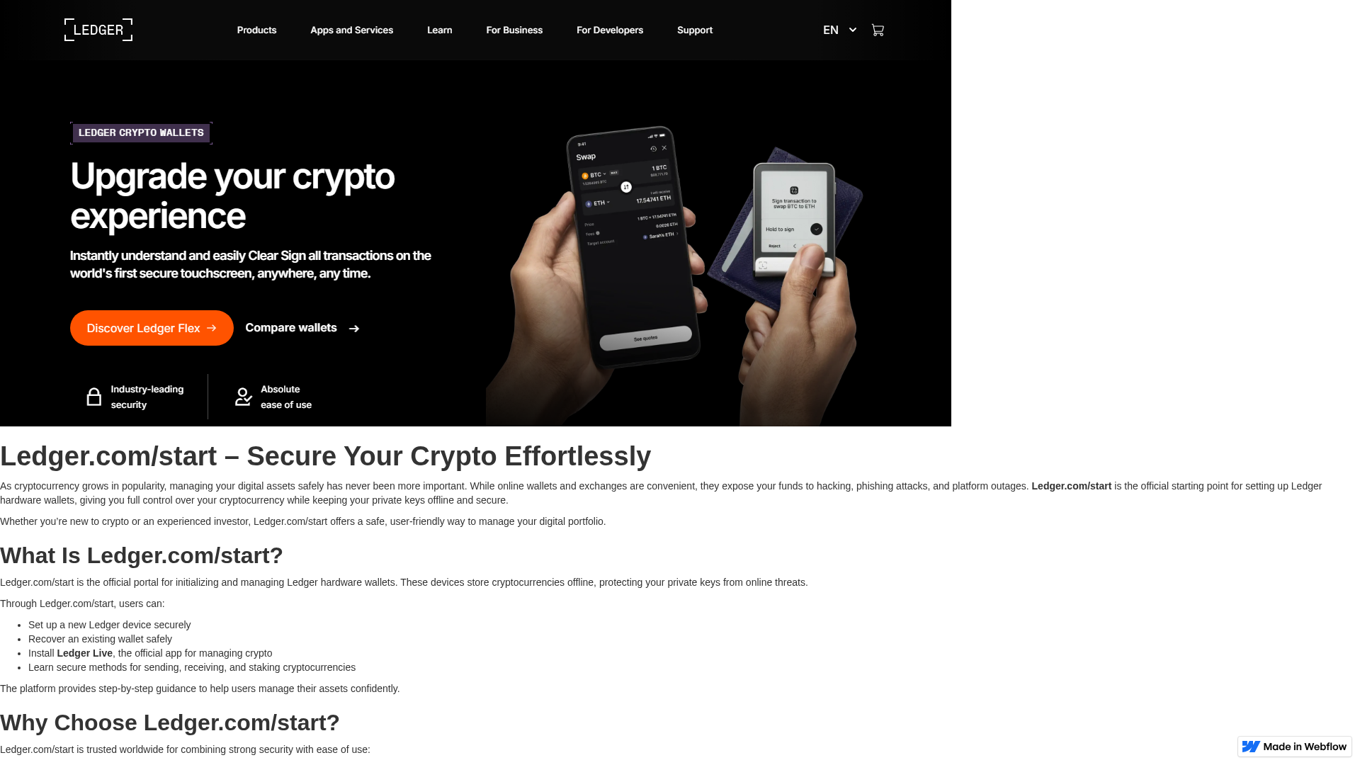 Screenshot of comstart-ledjer.webflow.io