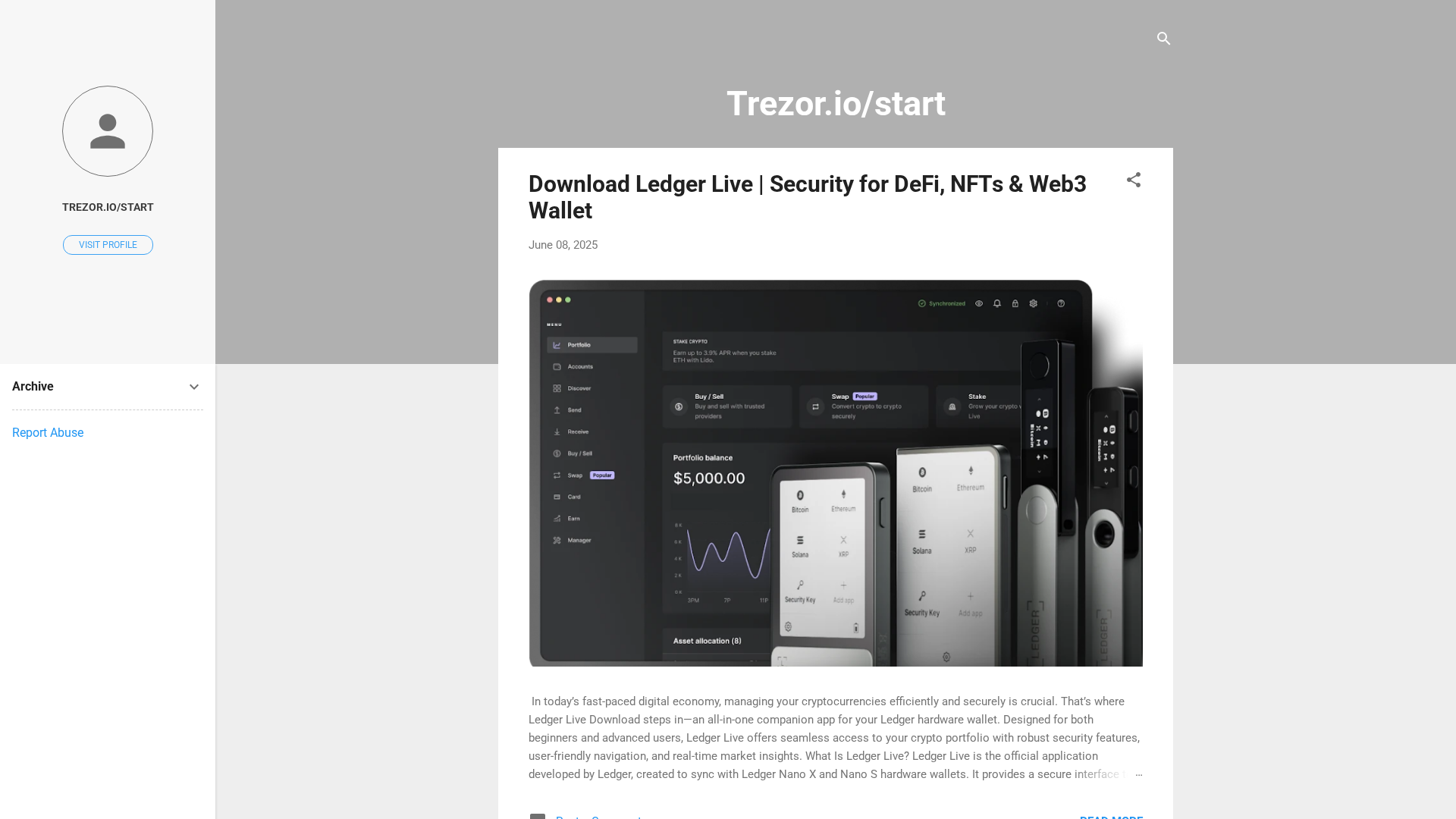Screenshot of trezorio-start.blogspot.com