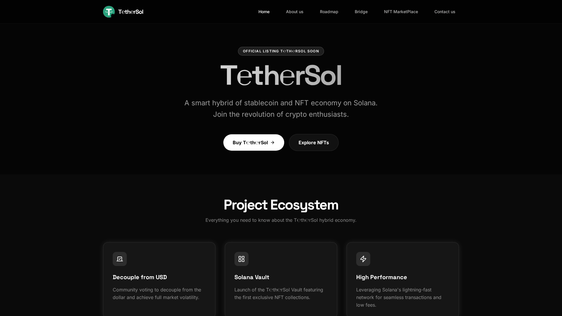 Screenshot of tethersol.xyz