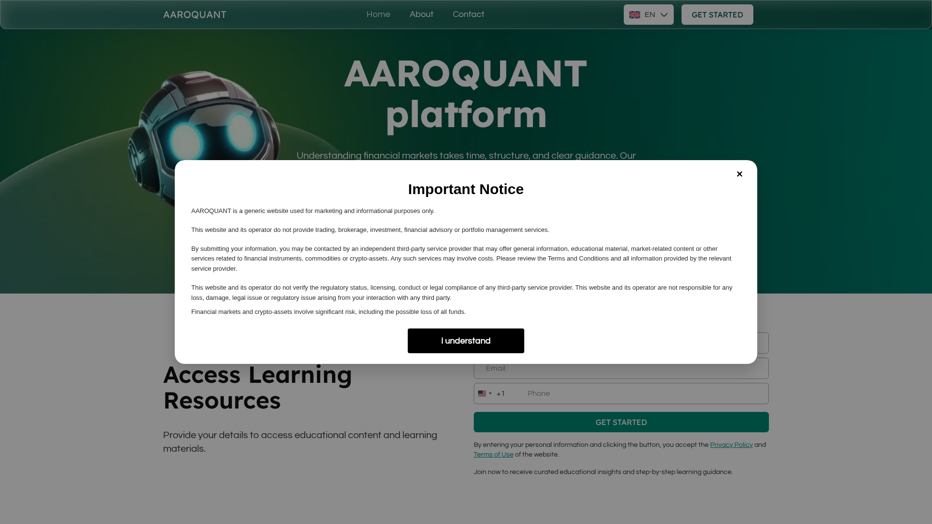 Screenshot of aaroquant.live