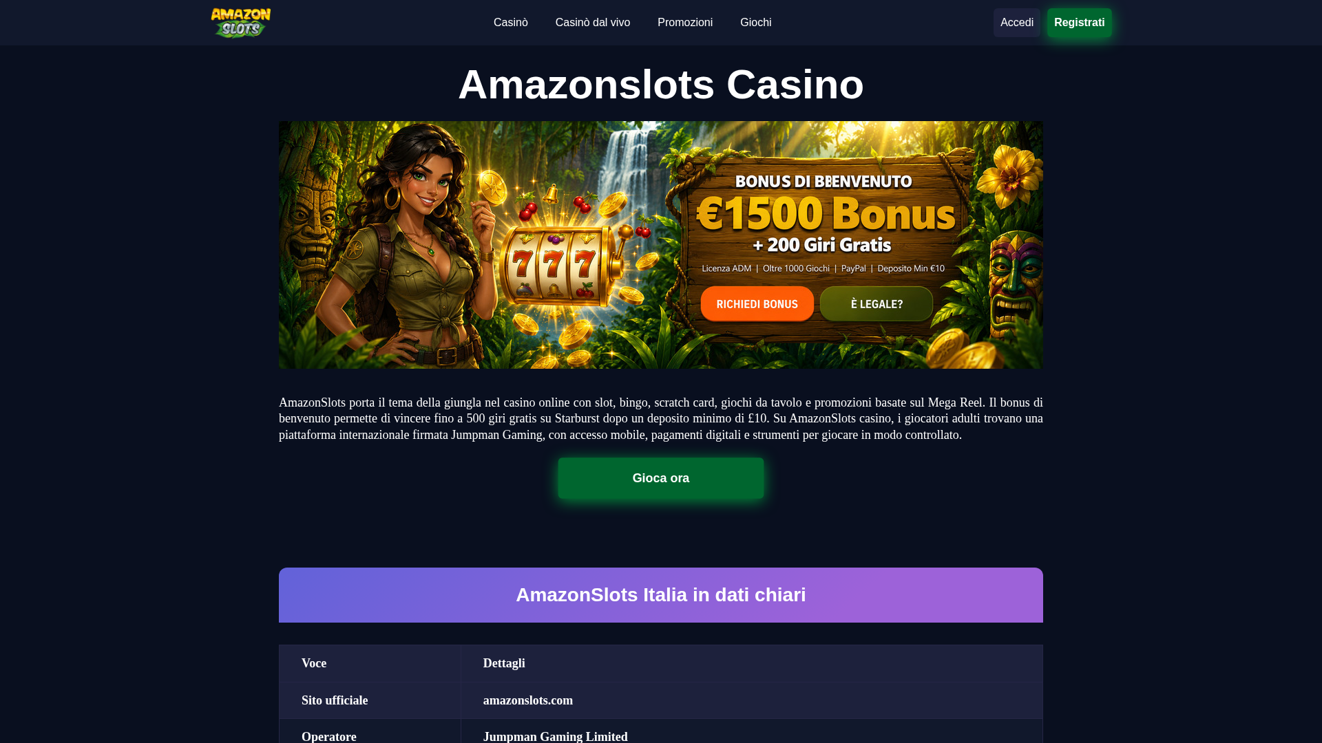 Screenshot of amazonslotscasino1.com