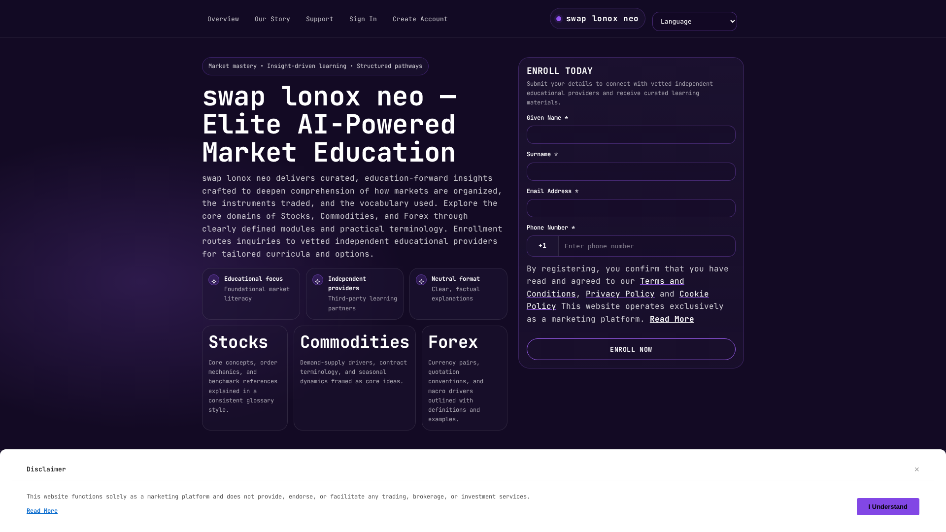 Screenshot of swaplonoxneo.digital
