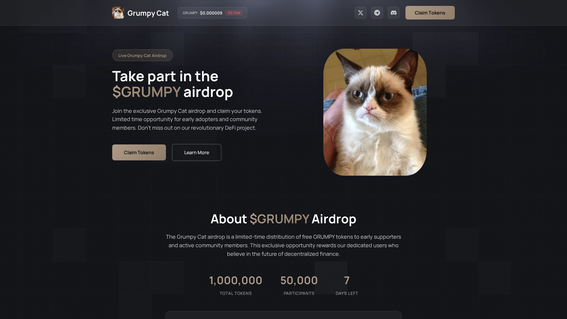 Screenshot of grumpyonsolana.com