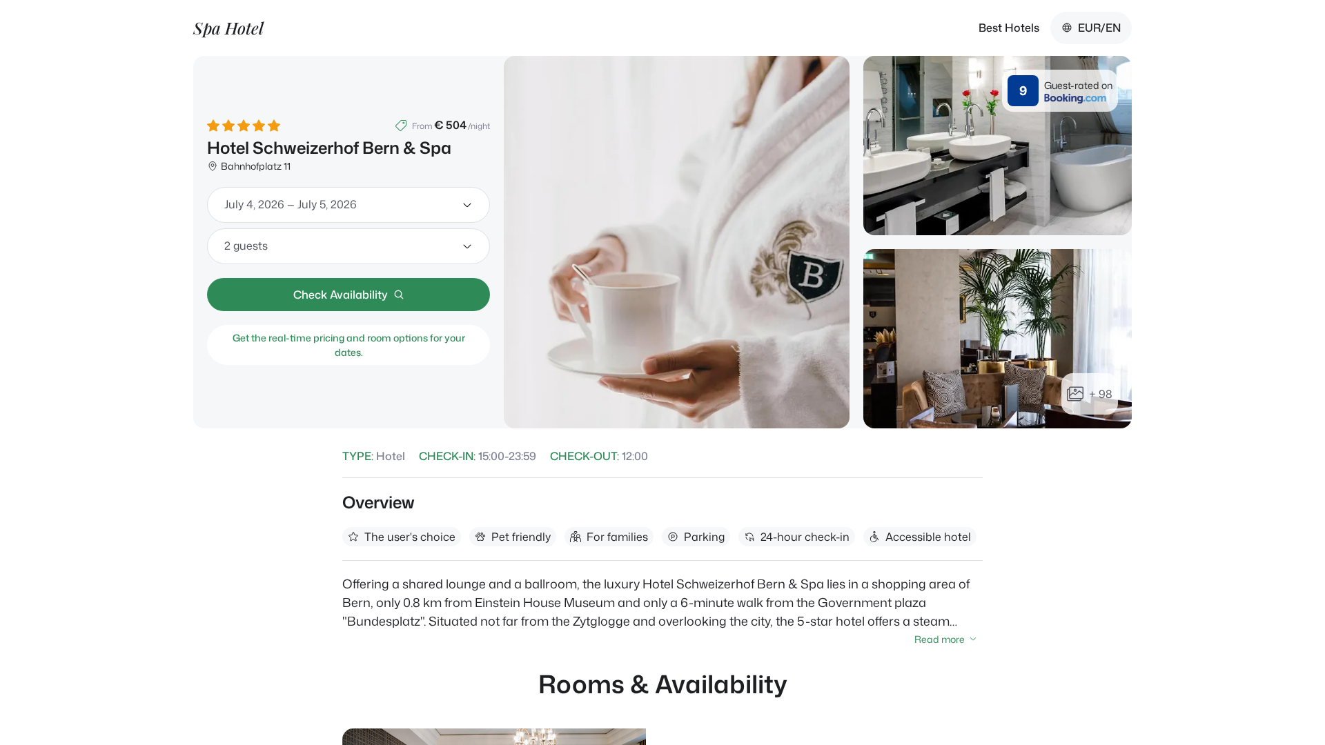 Screenshot of schweizerhofbern.spahotel.guru