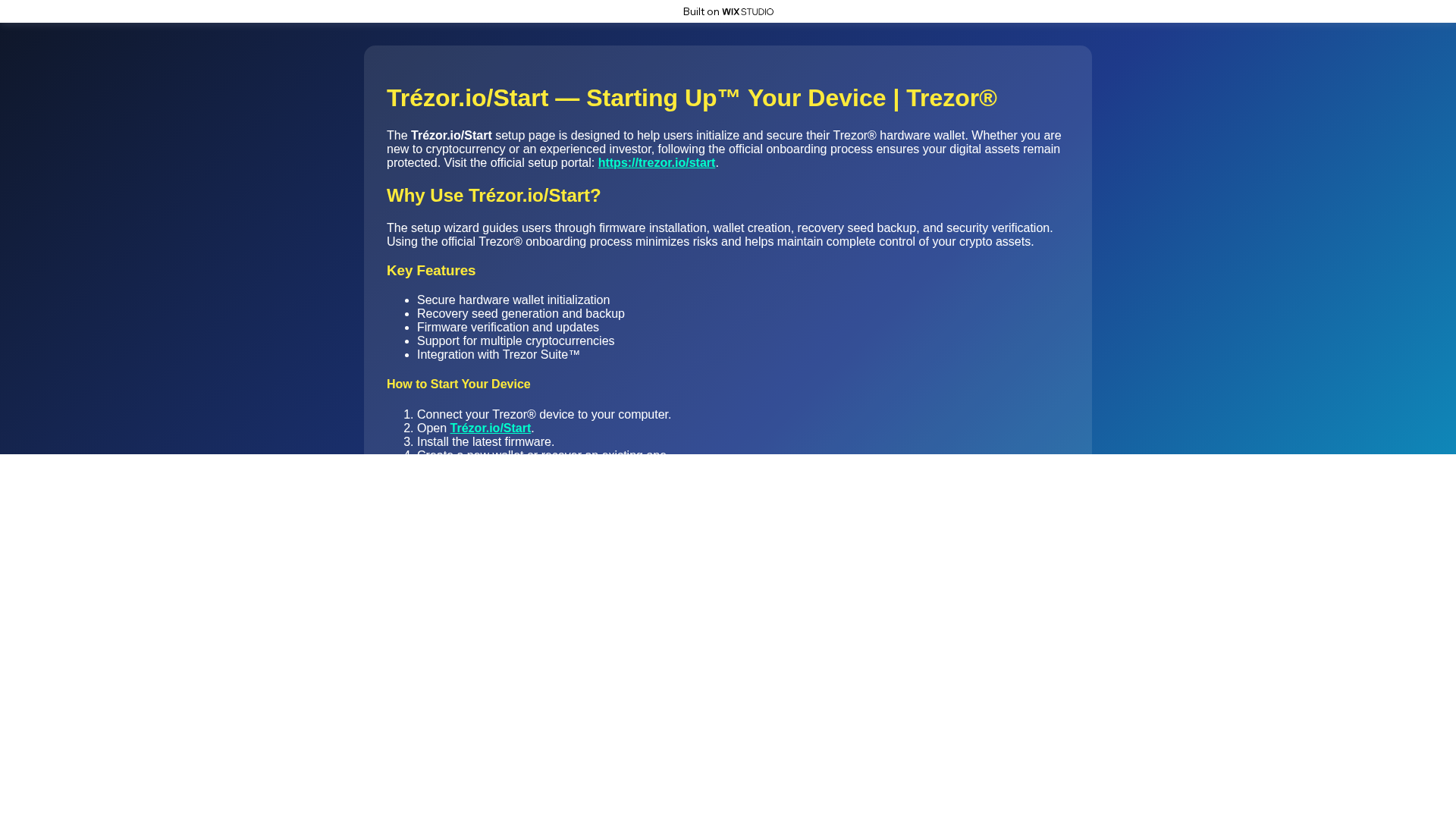 Screenshot of trezo-io-starts.wixstudio.com