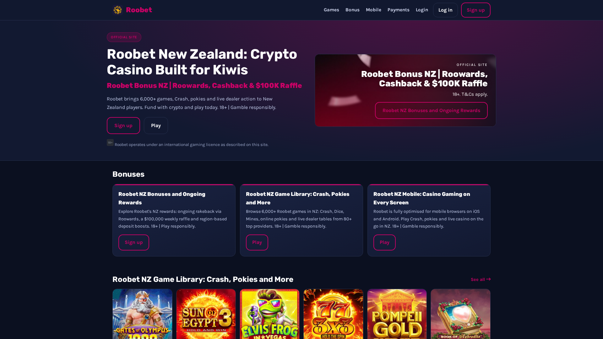 Screenshot of roobetnz.com
