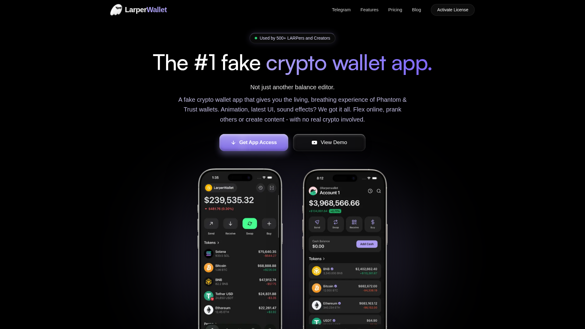 Screenshot of larperwallet.com
