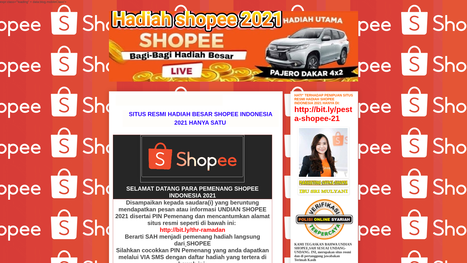 Screenshot of www.pestaundianshopee21.blogspot.com