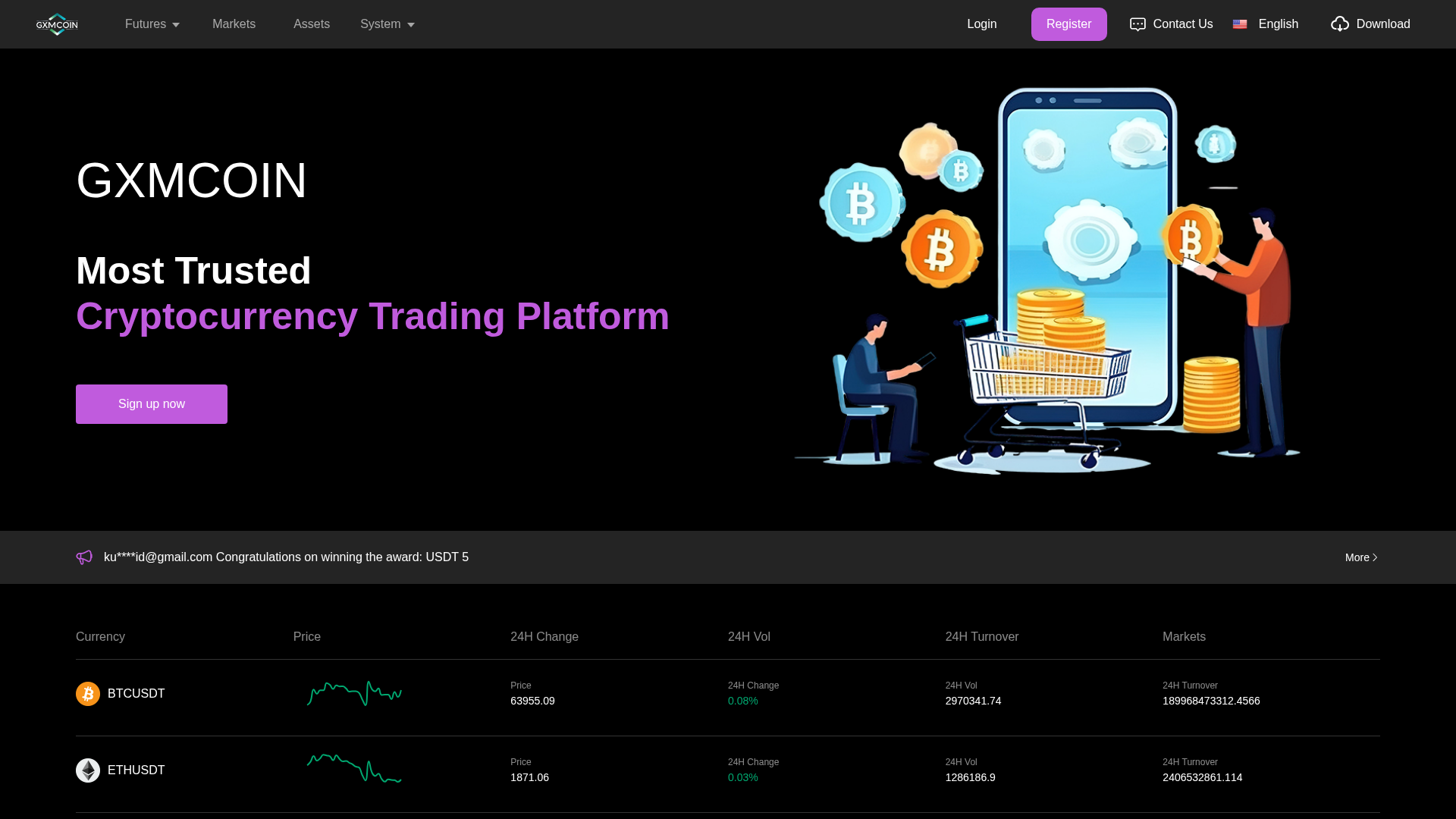 Screenshot of gxmcoinwb.com