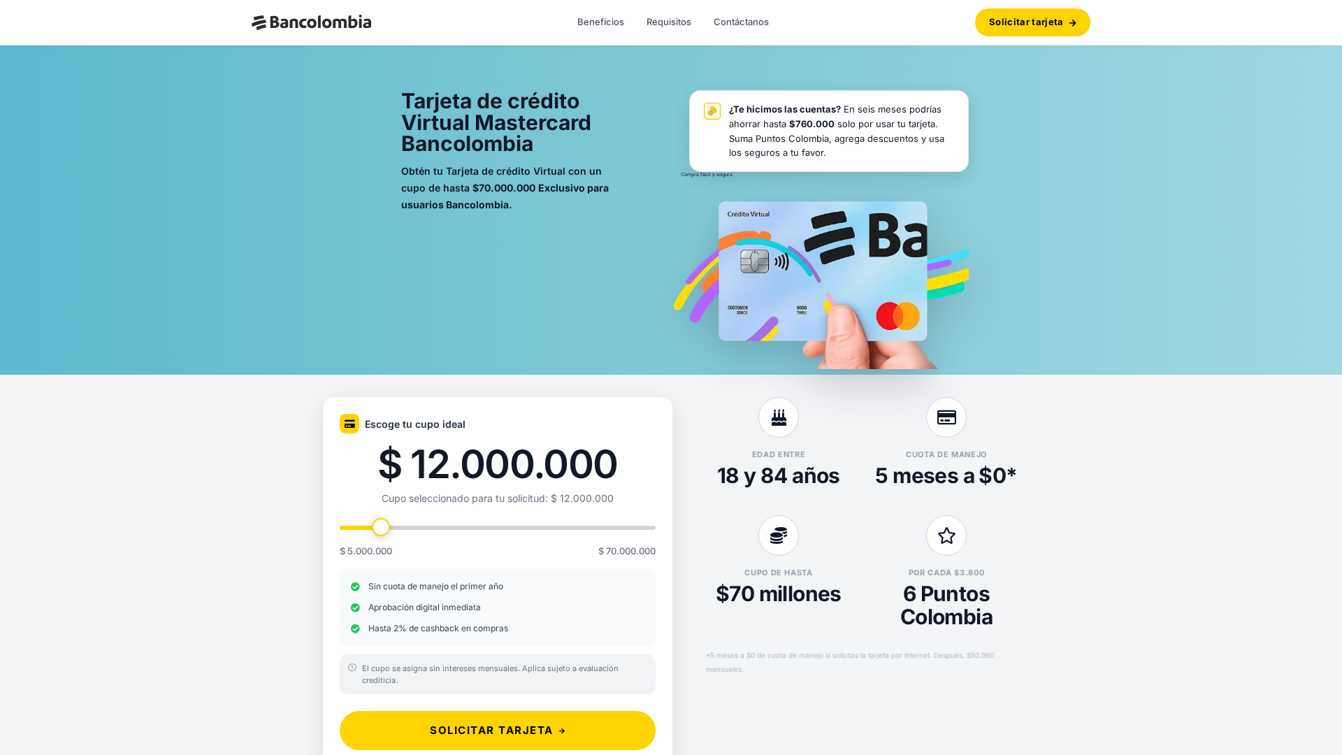 Screenshot of tarjetasdecredito-colombia.vercel.app