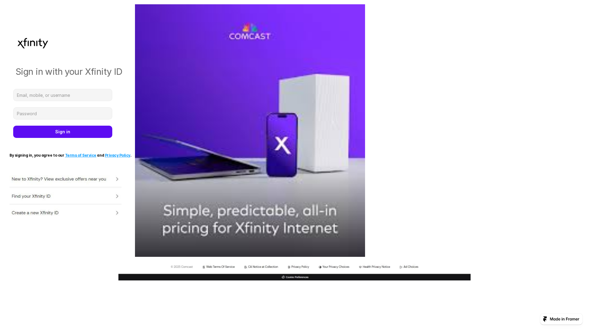 Screenshot of xfinitymaill.framer.website