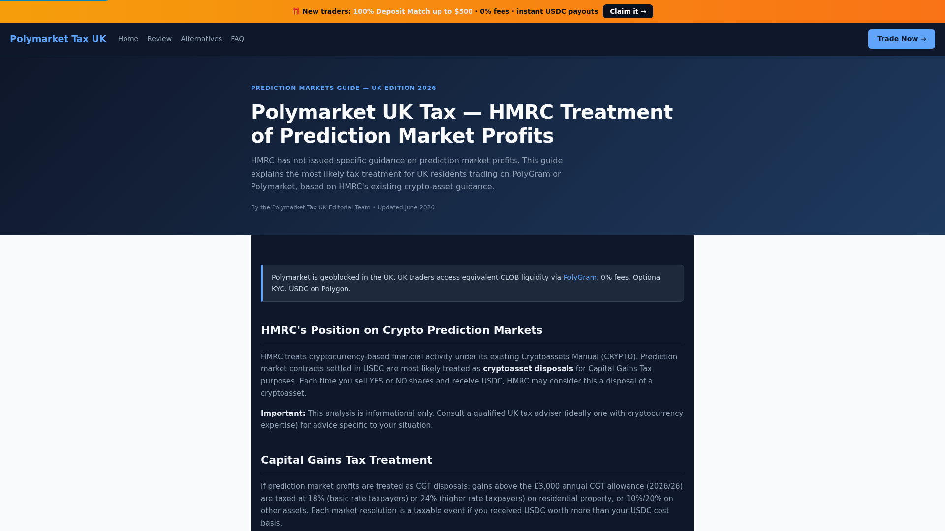 Screenshot of polymarket-tax.co.uk