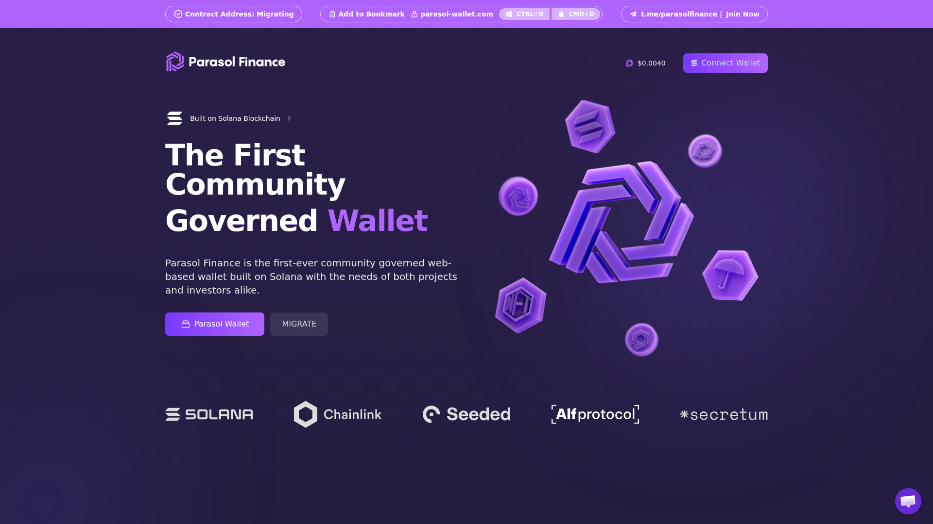 Screenshot of parasol-wallet.com