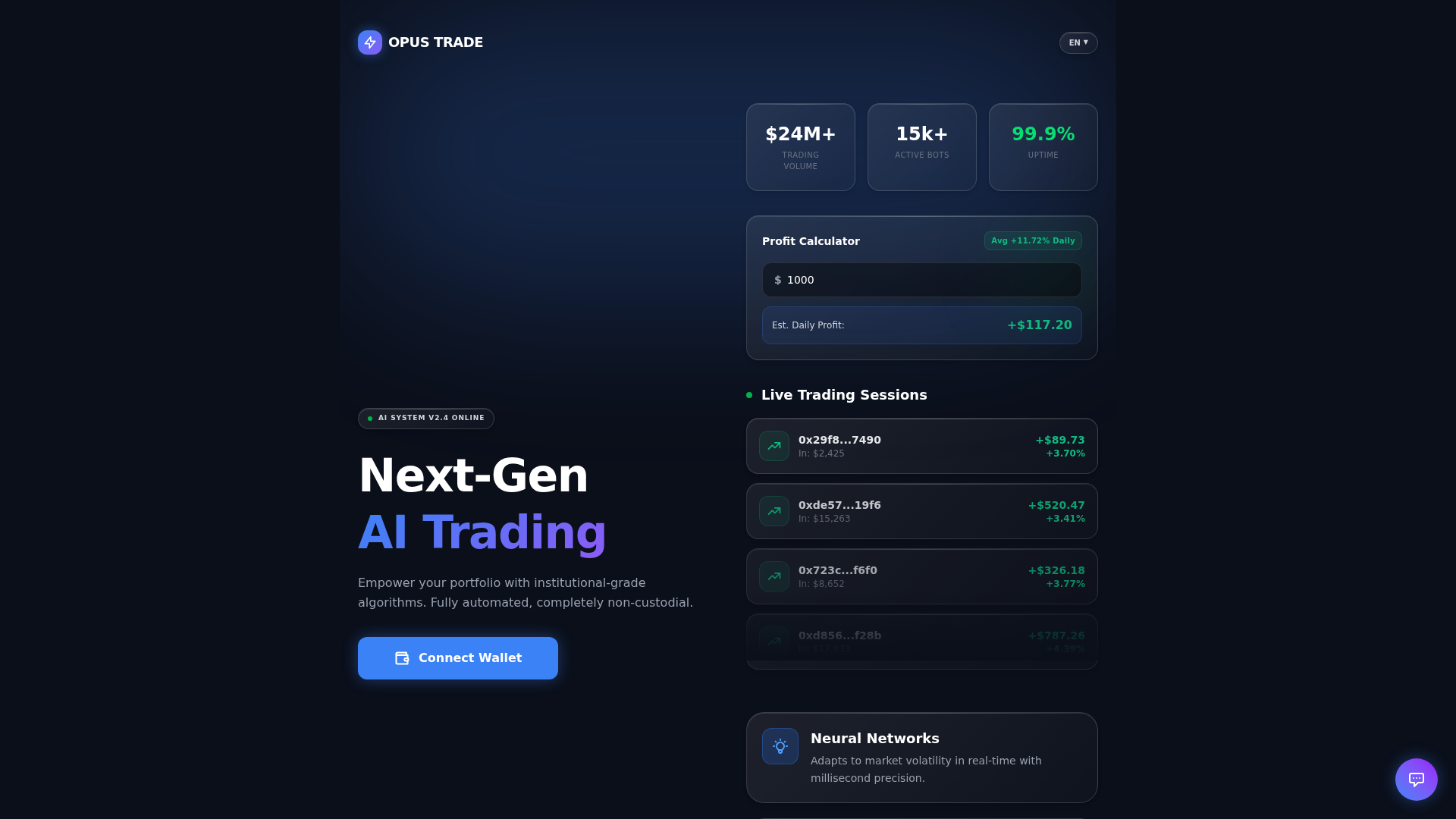 Screenshot of opus-trade.io