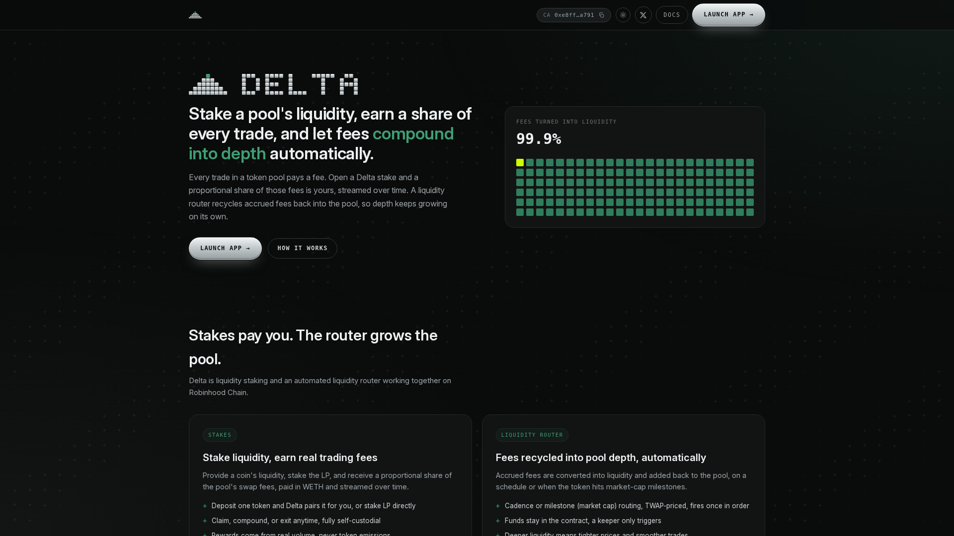 Screenshot of deltaliquidity.app