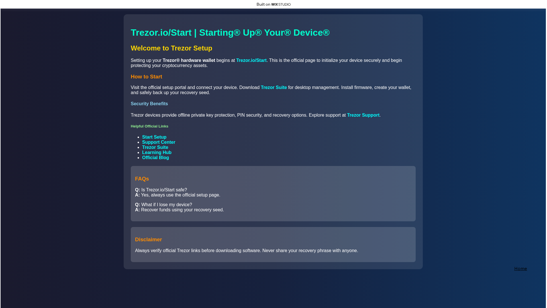 Screenshot of startingiotraxr.wixstudio.com