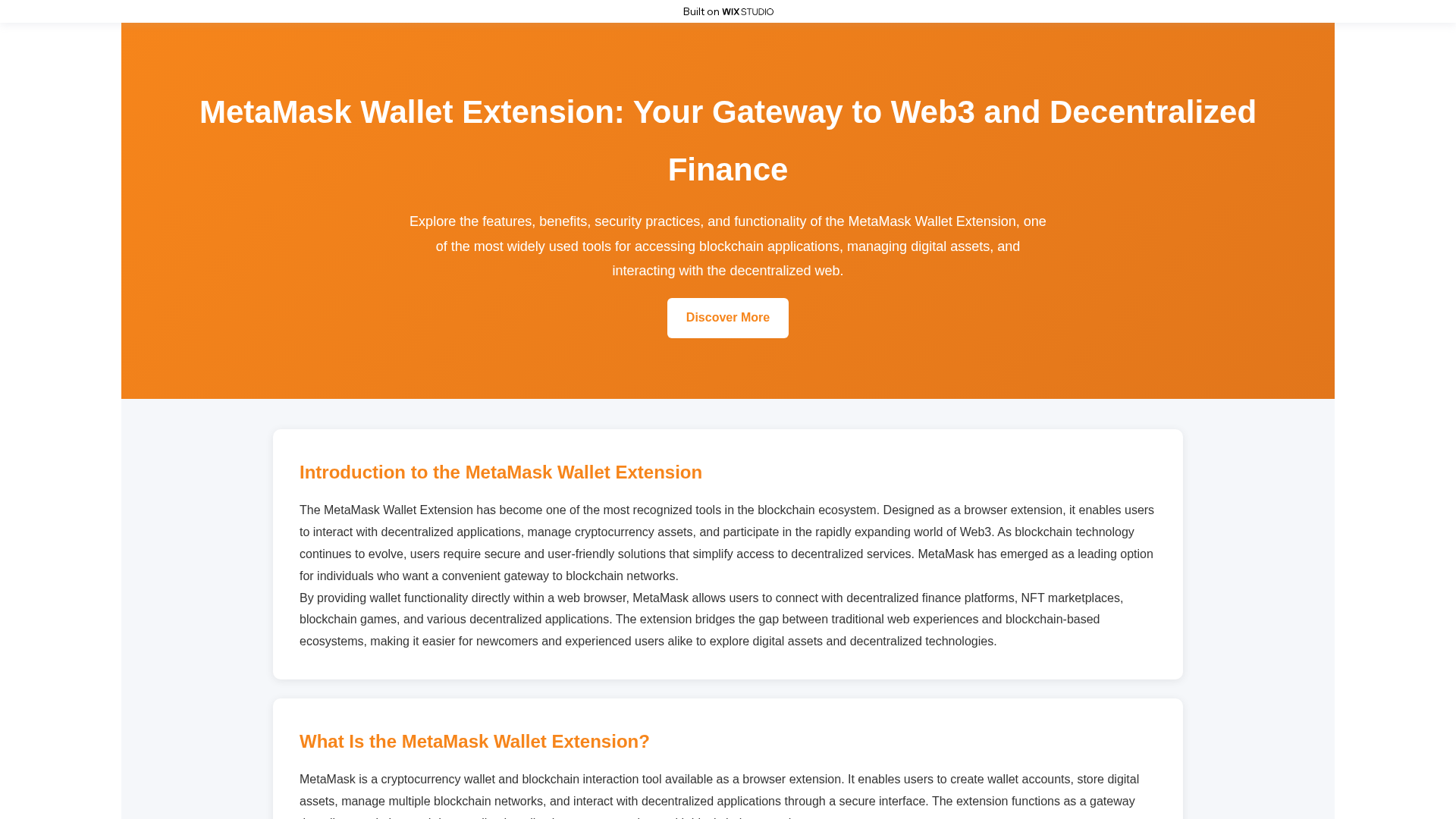 Screenshot of micro-metamask.wixstudio.com