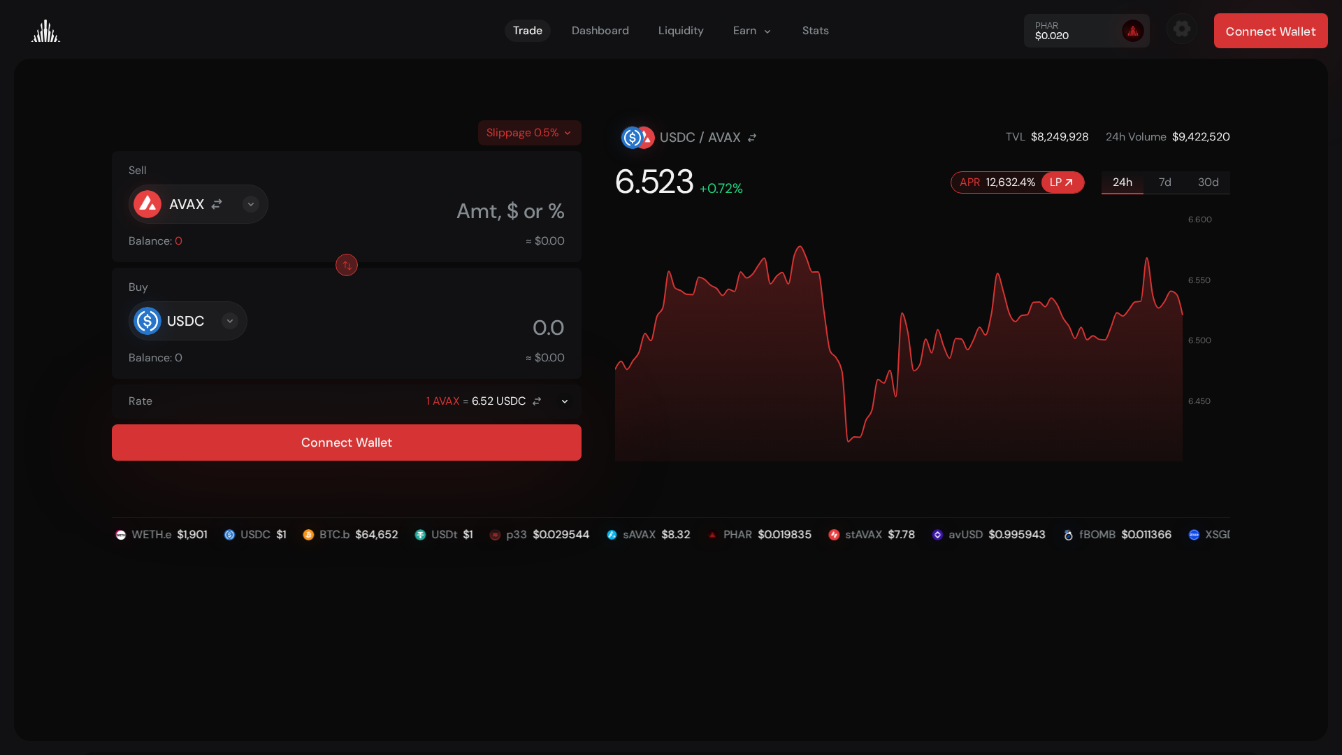 Screenshot of pharoah.exchange