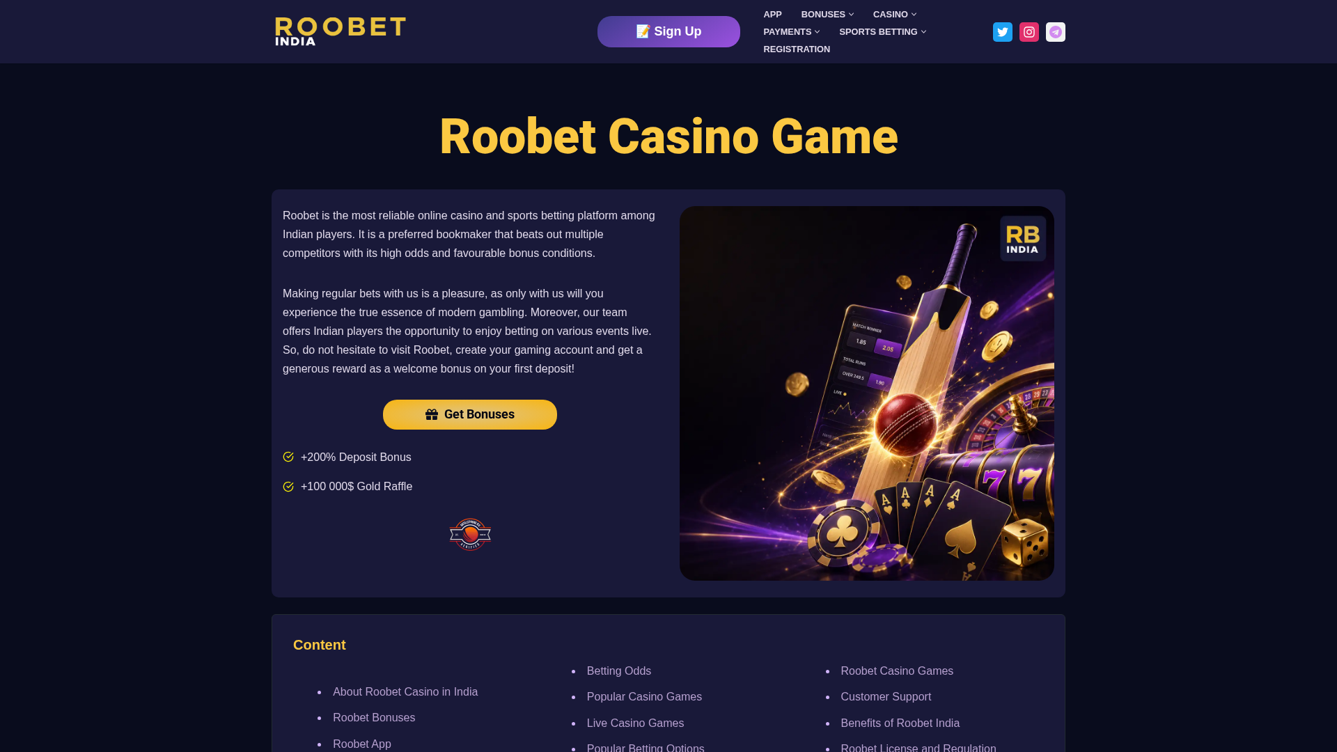 Screenshot of roobet.co.in