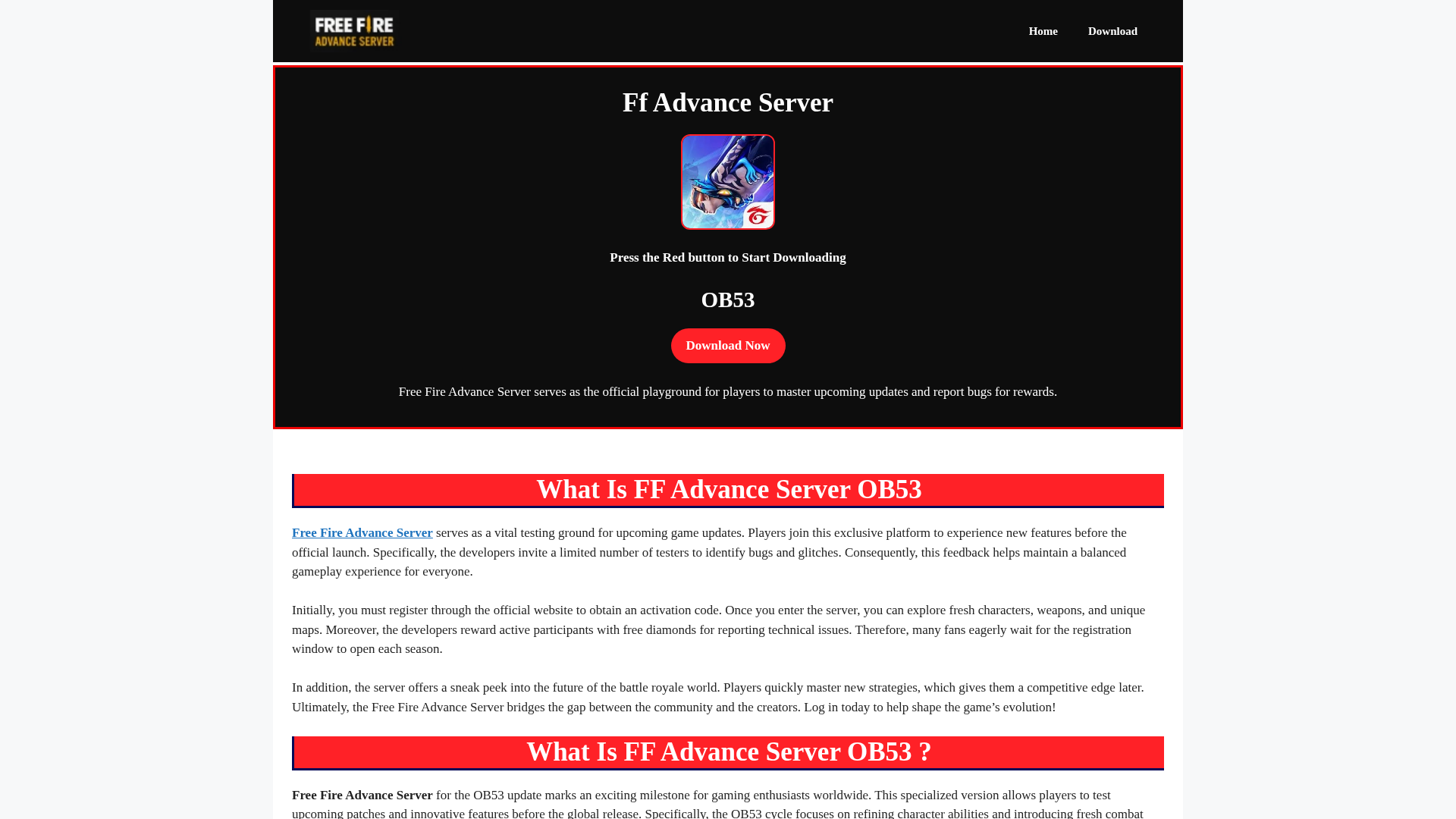 Screenshot of free-fireadvanceserver.com.in