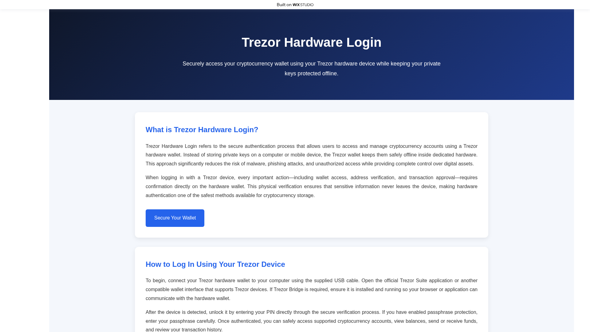 Screenshot of hardware-logon.wixstudio.com