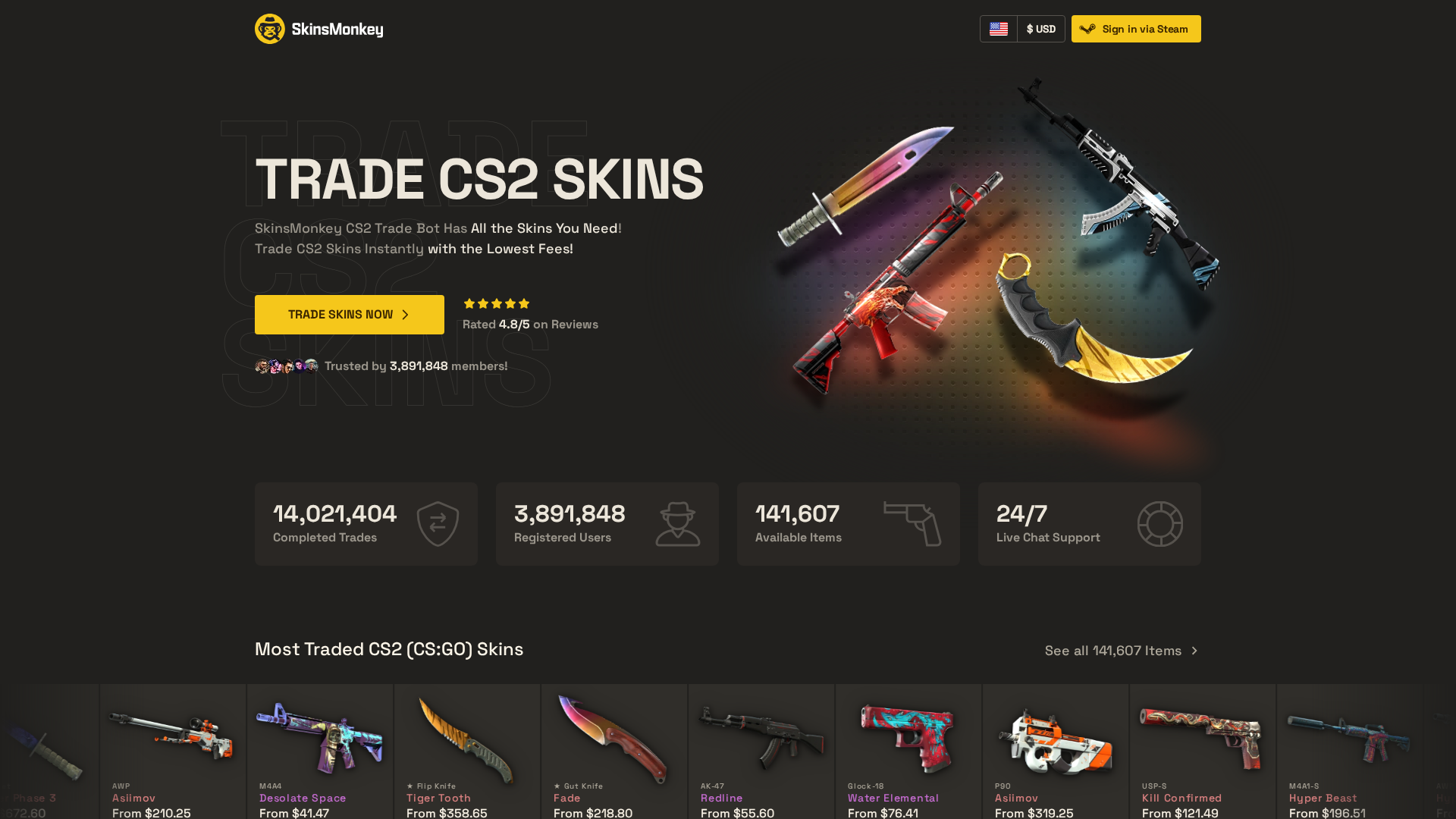 Screenshot of skinsmonkey.com