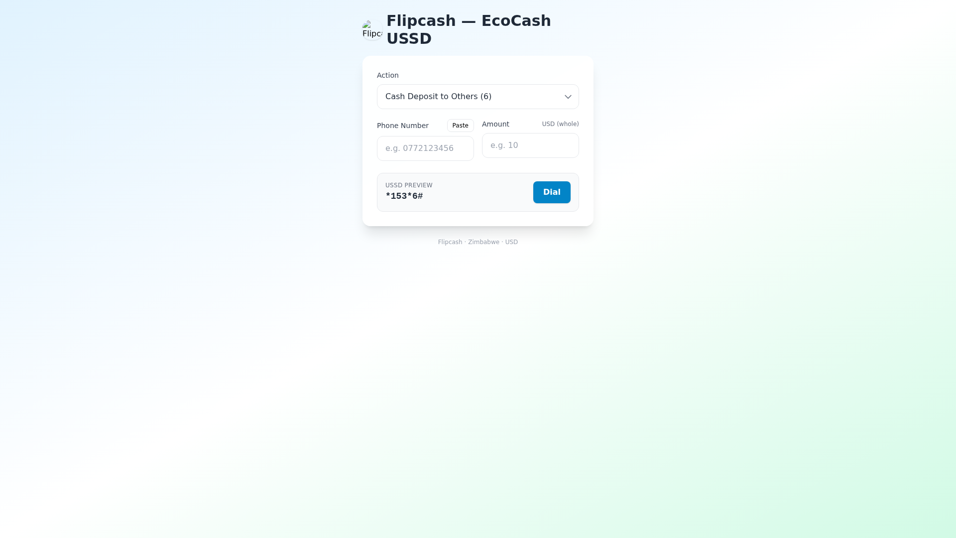 Screenshot of ecocash.zw3.co