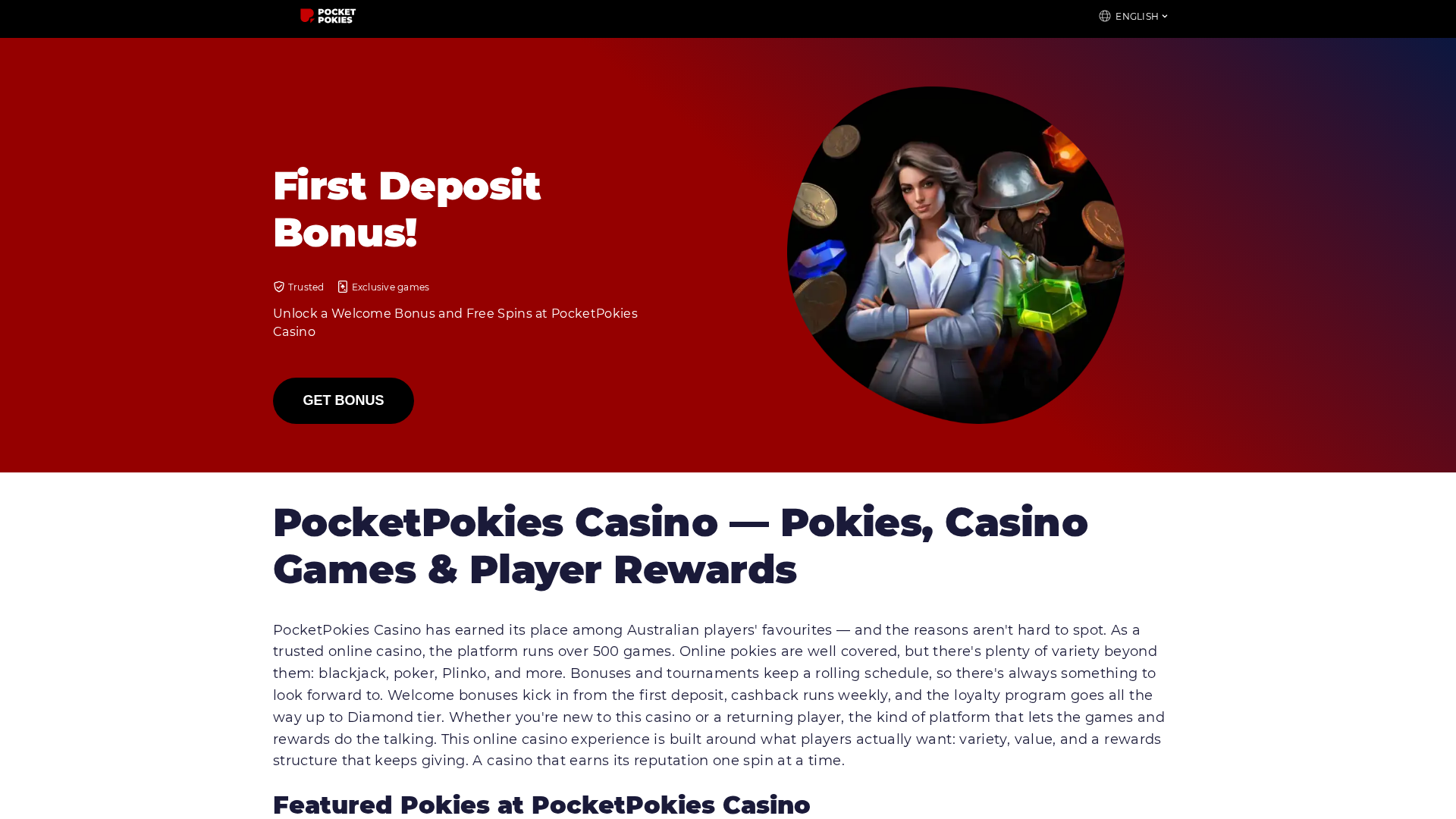 Screenshot of pocketpokies-login.com