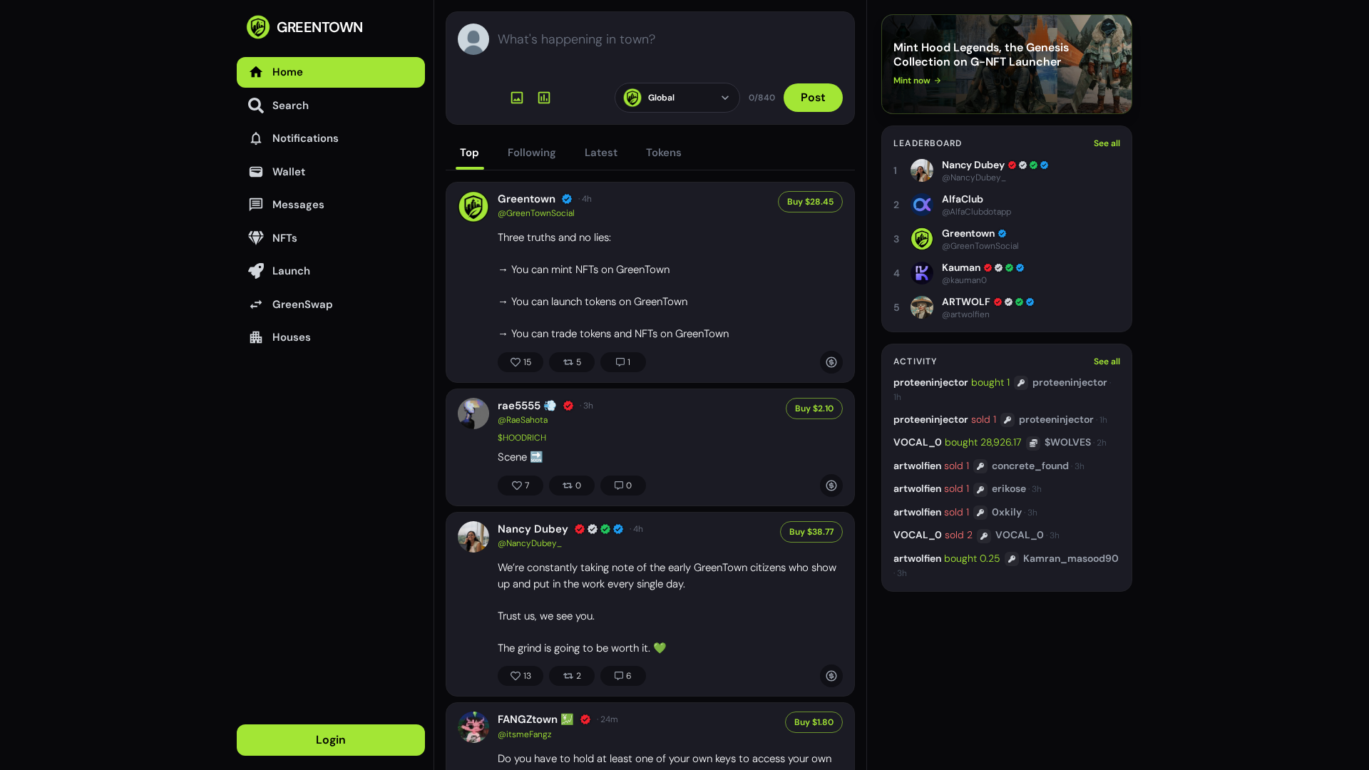 Screenshot of greentown.social