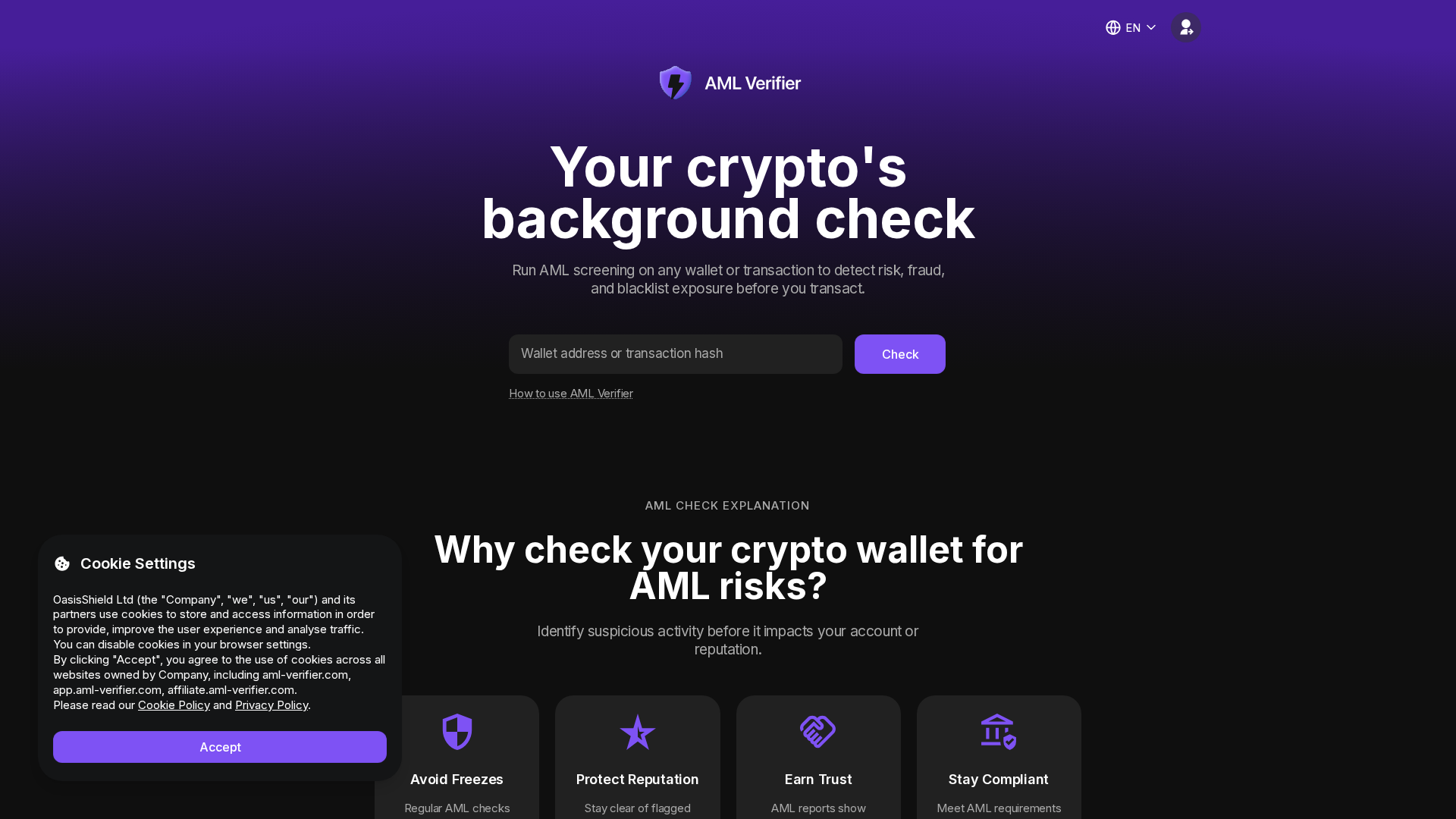 Screenshot of aml-verifier.org