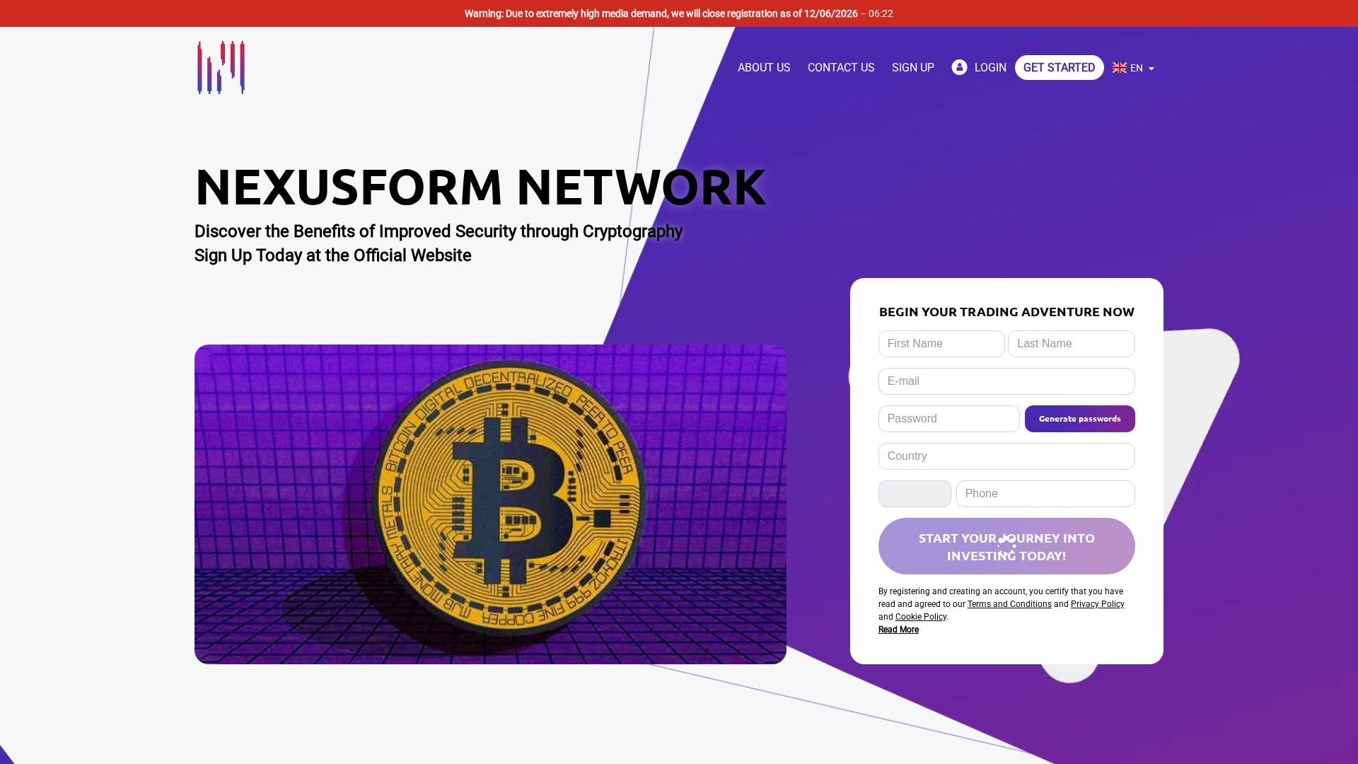 Screenshot of nexusform-networkplatform-com.financecryptoworld.com