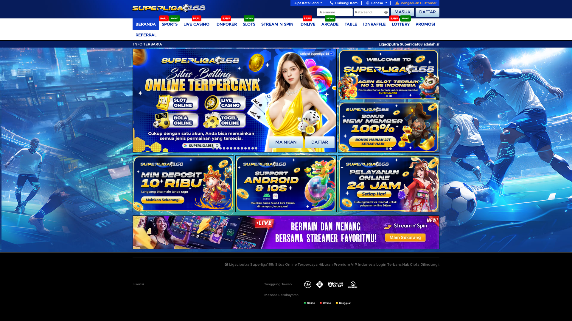 Screenshot of superliga168benih.com